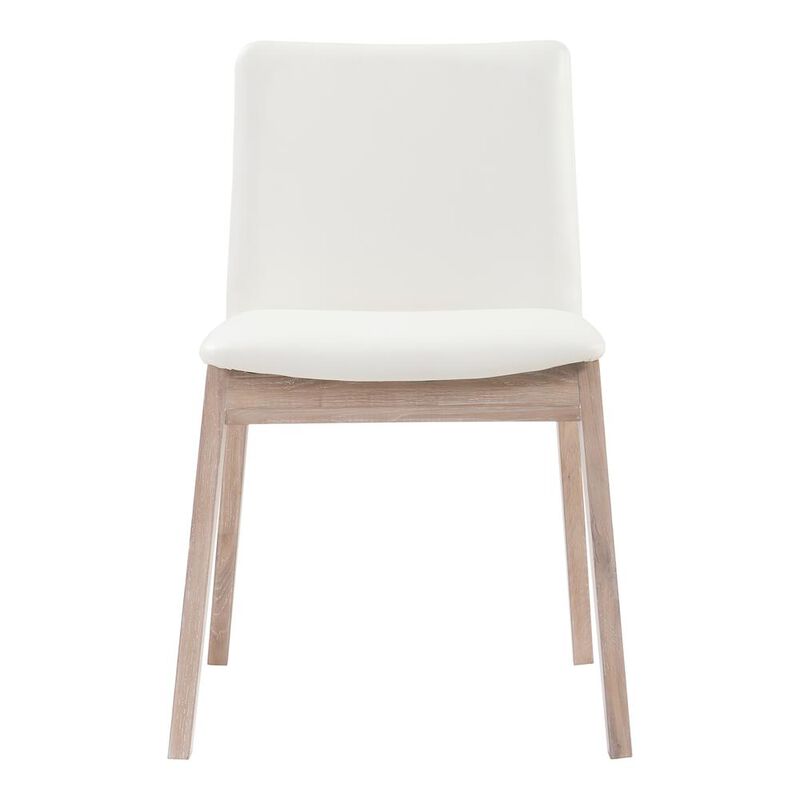 Moe's Home Collection Deco Oak Dining Chair White Pvc-Set Of Two