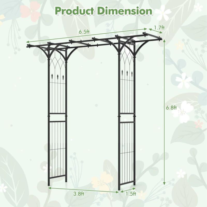 Hivvago 6.8 Feet Garden Arbor with Trellises for Climbing Plant Vine Rose