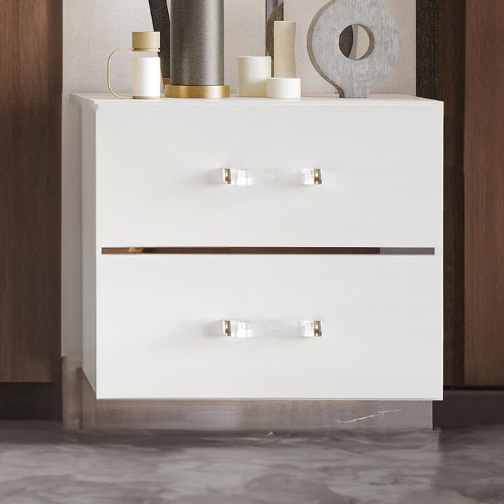 New Classic Furniture Europa Wood 2-Drawer Nightstand, White