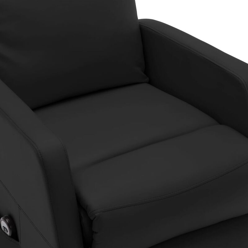 Power Lift Massage Recliner Black Faux Leather