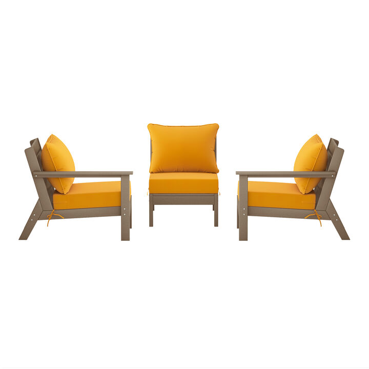 WestinTrends Outdoor Patio HDPE Sectional Sofa with Patio Cushions
