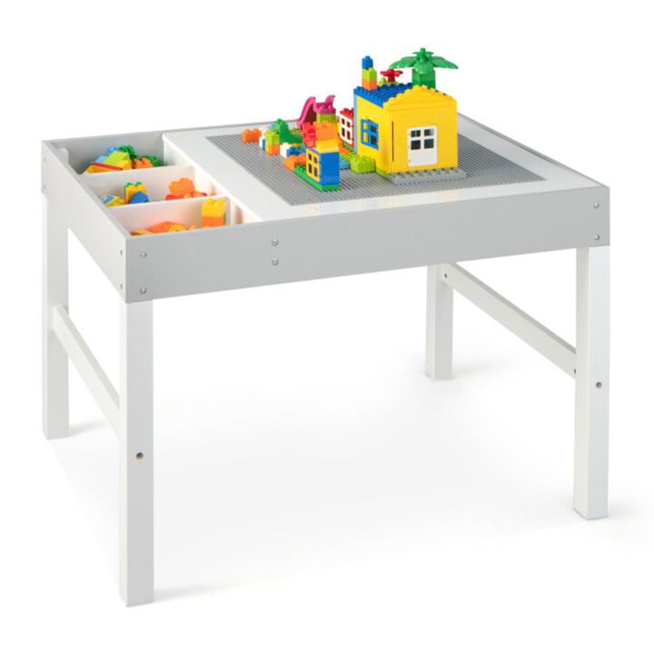 Hivvago 3 in 1 Wooden Kids Table with Storage and Double-Sided Tabletop-White Hivvago 3 in 1 Wooden Kids Table with Storage and Double-Sided Tabletop-White
