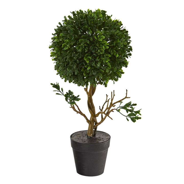 Nearly Natural 15-in Boxwood Topiary Tree UV Resistant (Indoor/Outdoor)