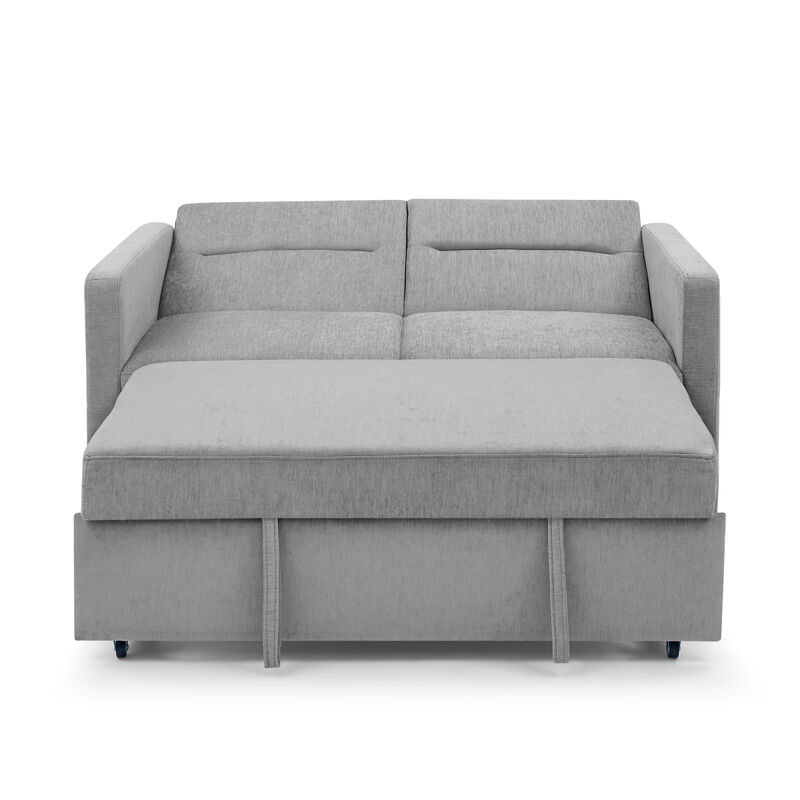 Loveseats Sofa Bed With Pull-Out Bed, Adjustable Back And Two Arm Pocket