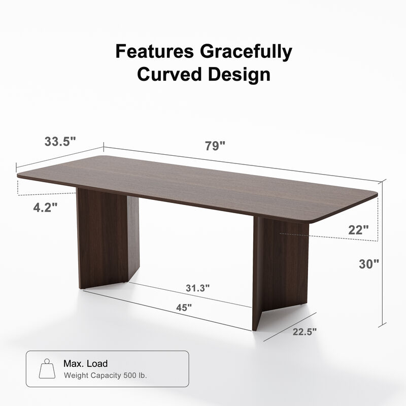 Brix 79V-Shaped Leg Square Wooden Dining Table in Walnut Color