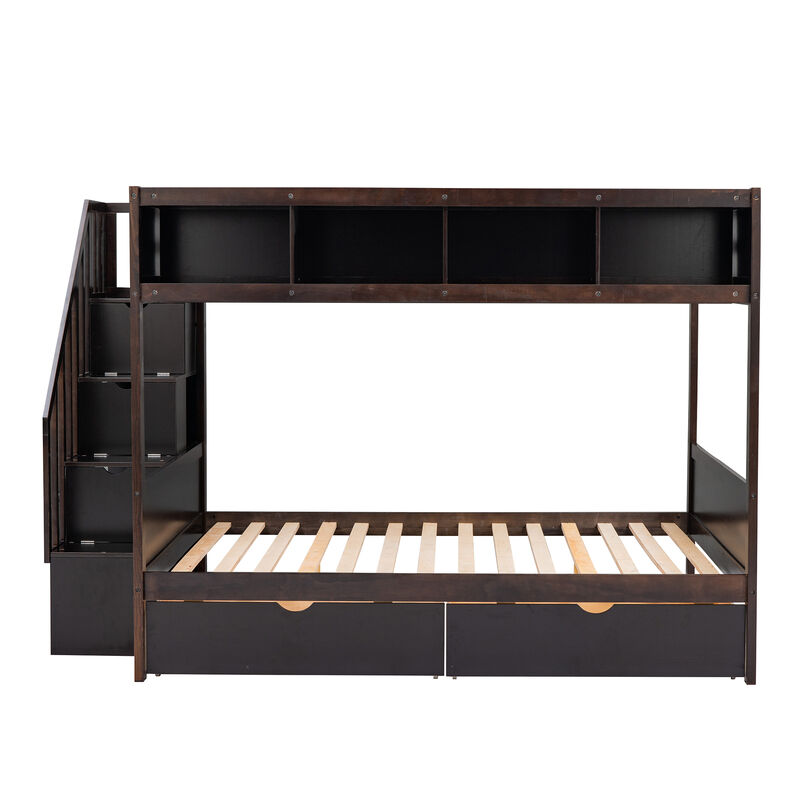 Merax Bunk Bed with Shelves  and Storage Staircase