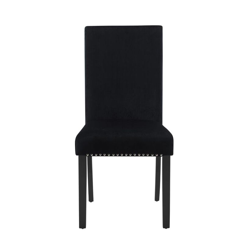 New Classic Furniture Furniture 37.75 Velvet & Wood Dining Chair in Black (Set of 2)