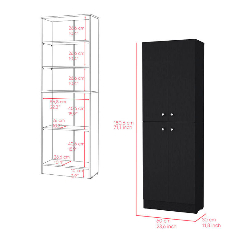 Pantry Cabinet Coahoma, Kitchen, Black