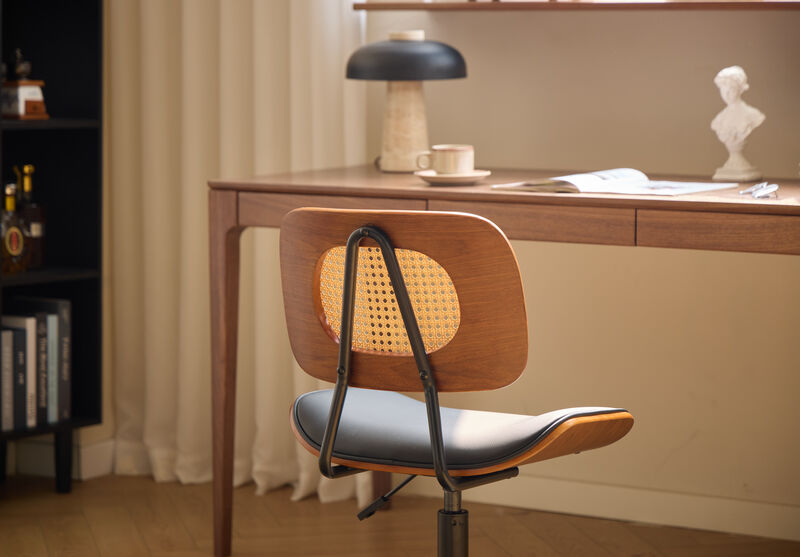 Design Adjustable Office Chair in Wood and Caning