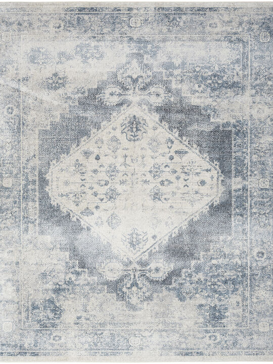 Astra Machine Washable ASW11 Blue/Ivory 4' x 6' Rug