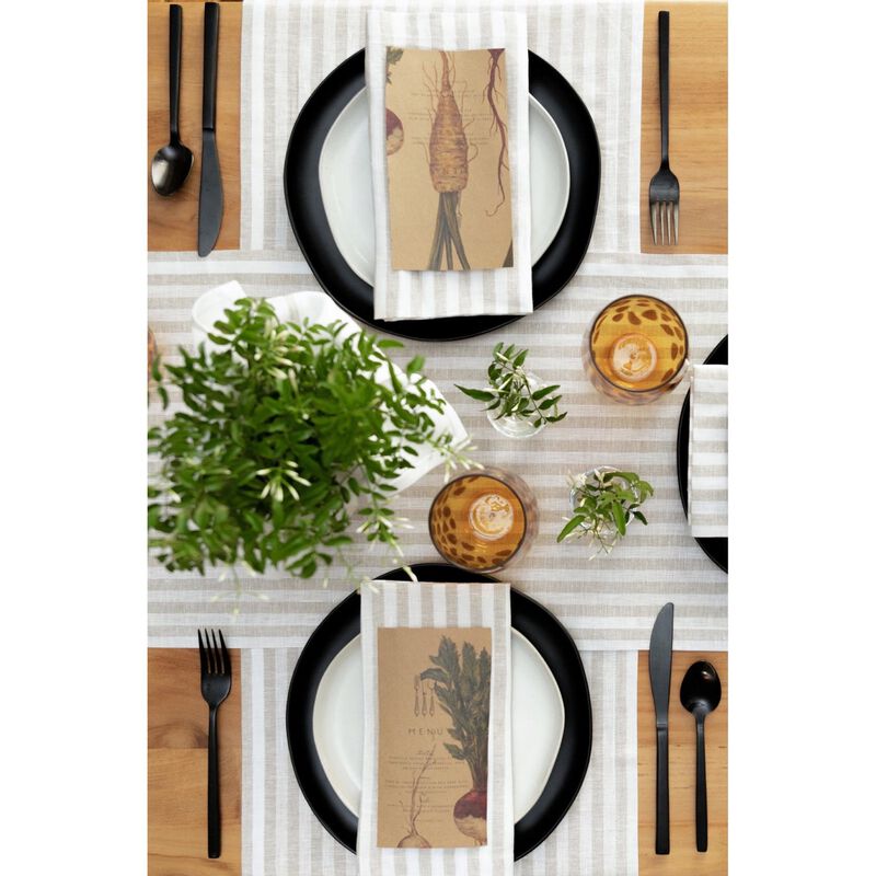 Solino Home 100% Pure Linen 14 x 19 Inch Placemats Set of 4 | Amalfi Stripe