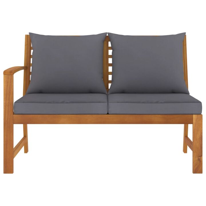 vidaXL Garden Bench 45.1" with Dark Gray Cushion Solid Acacia Wood