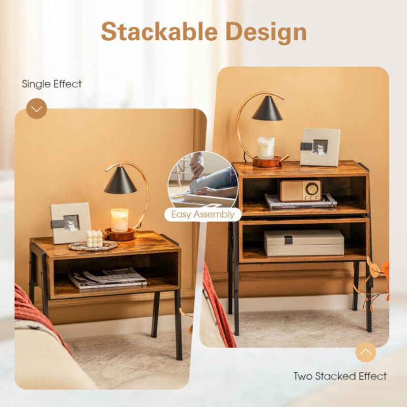 Hivvago 2 Pieces Stackable Night Stand Bedside End Table Set