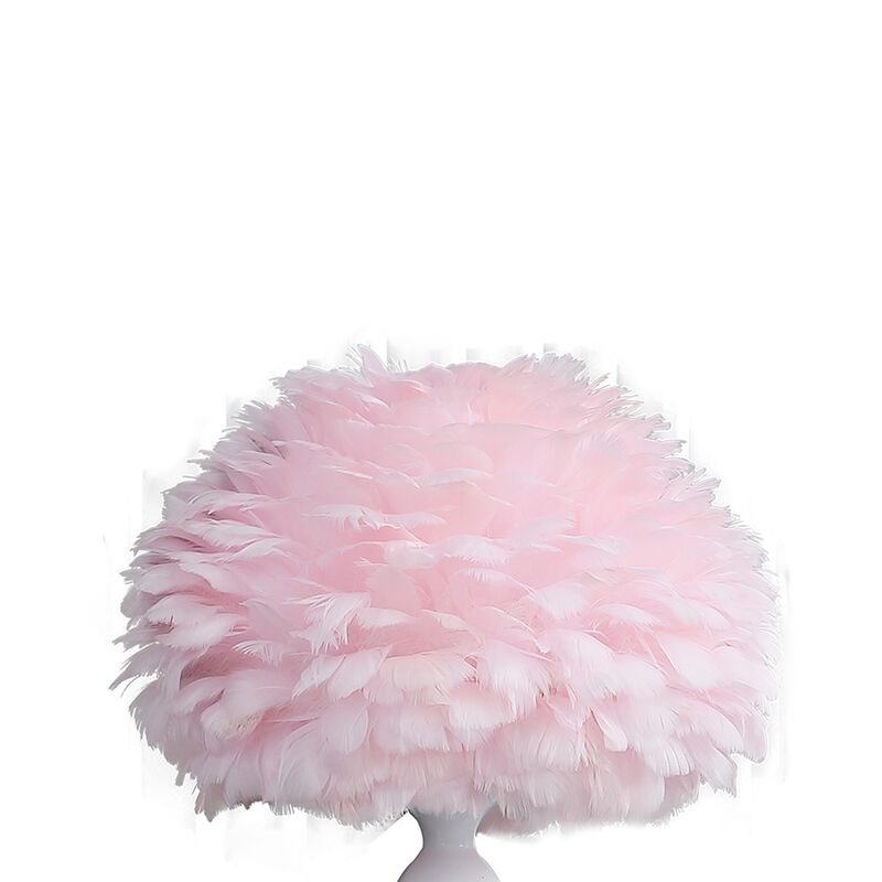 Lily 24 Inch Metal Glam Feather Table Lamp, Candlestick, 40W, Pink, Red-Benzara