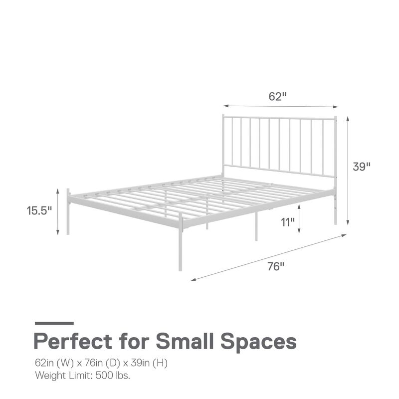 Ares Metal Bed, Queen, White