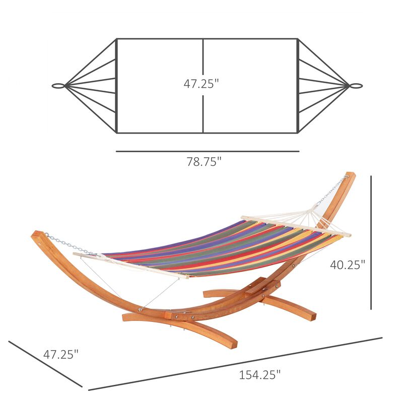 Colorful Relaxation: 154" Wooden Arch Hammock with Stand