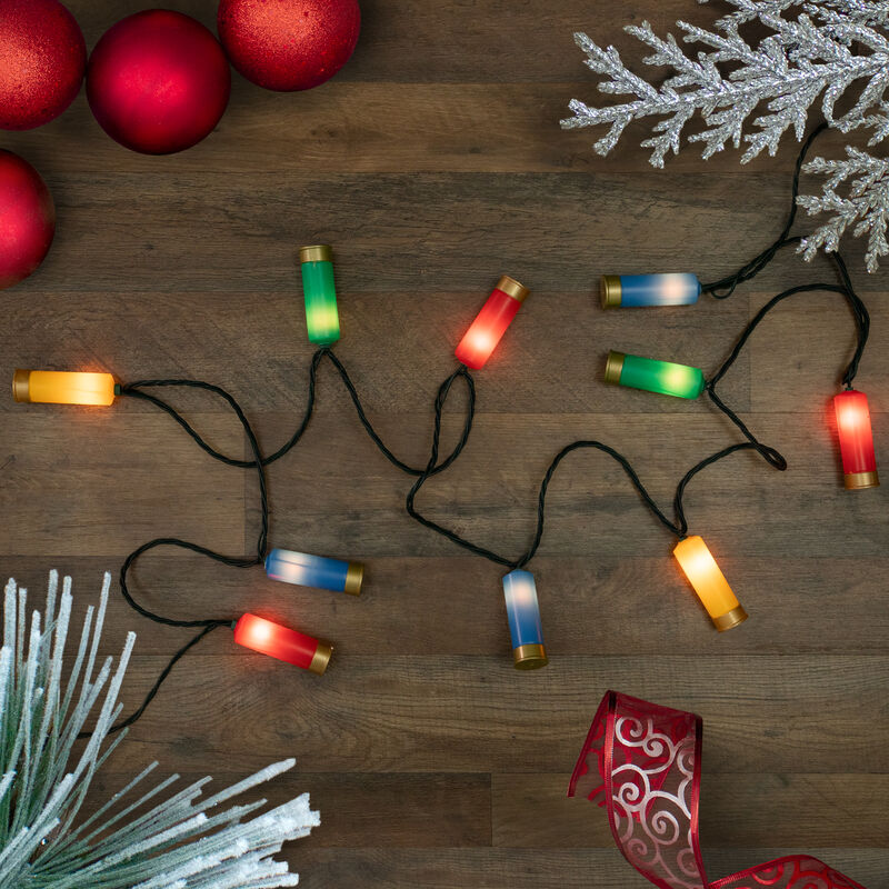 10ct Multi-Color Shotgun Shell Novelty Christmas Light Set  Clear Lights