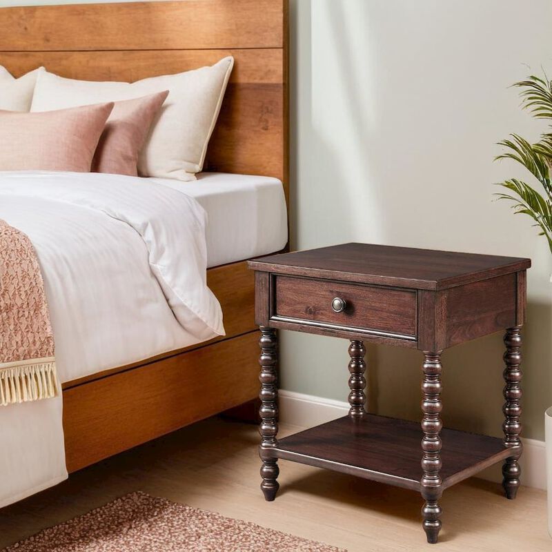 Starlight Canyon Home Brown Morocco Bedside Table With Storage For Bedroom And Night Use