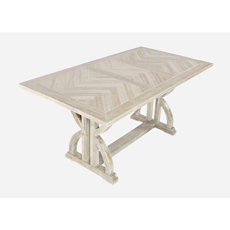 Jofran Fairview Transitional Herringbone Distressed Acacia Extension 78 Dining Table