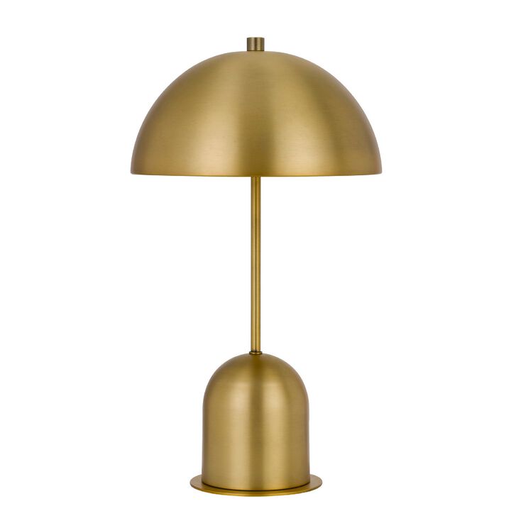 20 Inch Metal Accent Table Lamp with Dome Shade, Brass-Benzara