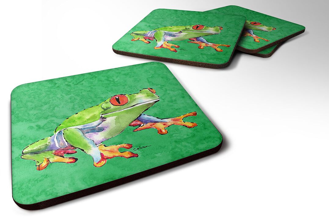 Caroline's Treasures 8688FC Frog Foam Coasters (Set of 4), 3.5 H x 3.5 W, Multicolor