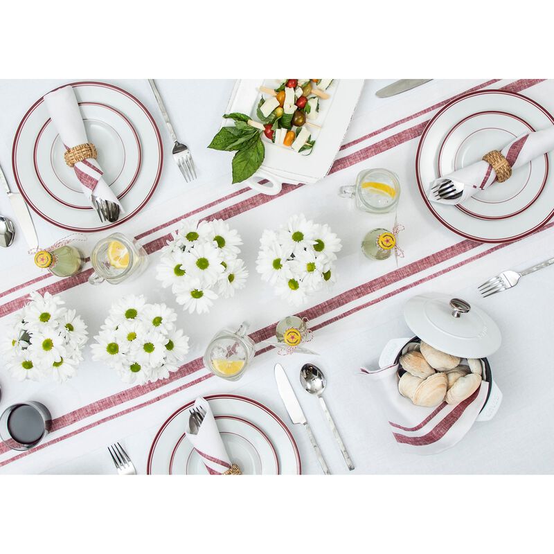 Solino Home 100% Pure Linen Table Runner | French Stripe