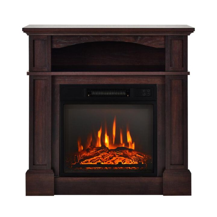 Hivvago 18 Inch 1400W Electric TV Stand Fireplace with Shelf