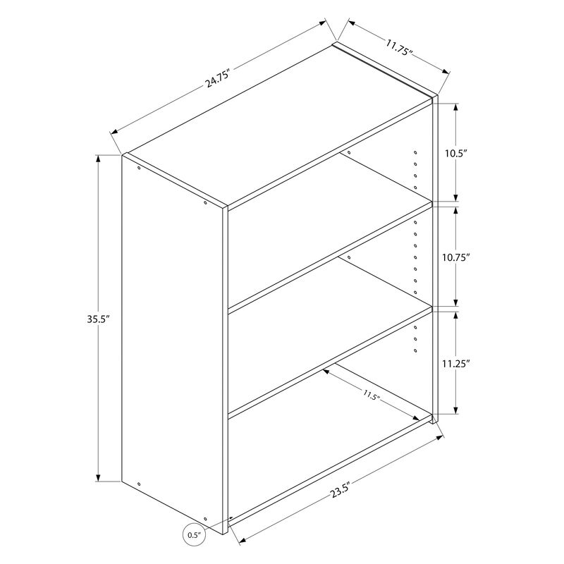 Monarch Specialties I 7478 Bookshelf, Bookcase, 4 Tier, 36"H, Office, Bedroom, Laminate, Grey, Transitional