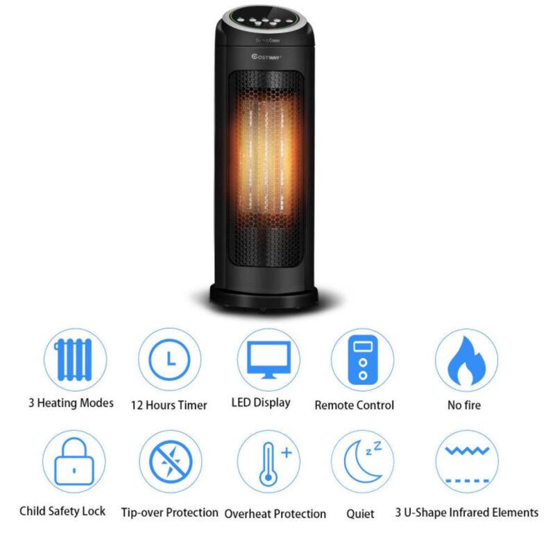 Costway 1500 W LED Portable Oscillating PTC Ceramic Space Heater