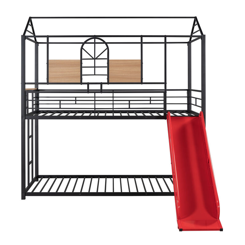 Merax Metal Bunk Bed House Bed With Slide