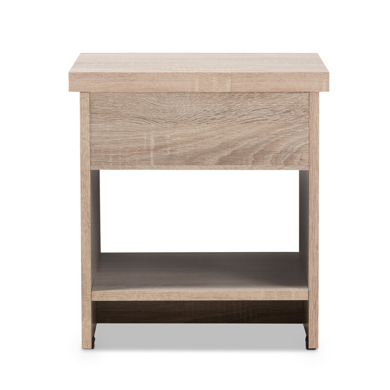 Baxton Studio Jamie Modern Two Tone Oak and Grey Wood 1 Drawer 1 Shelf Nightstand