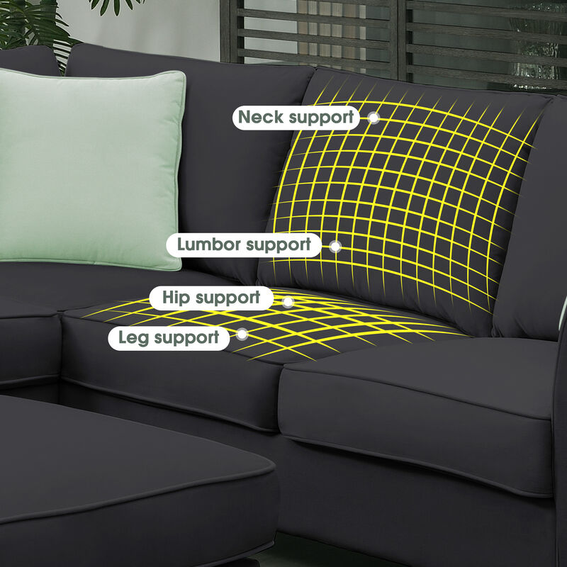 Merax 7 Seats Modular Sectional Sofa with Ottoman
