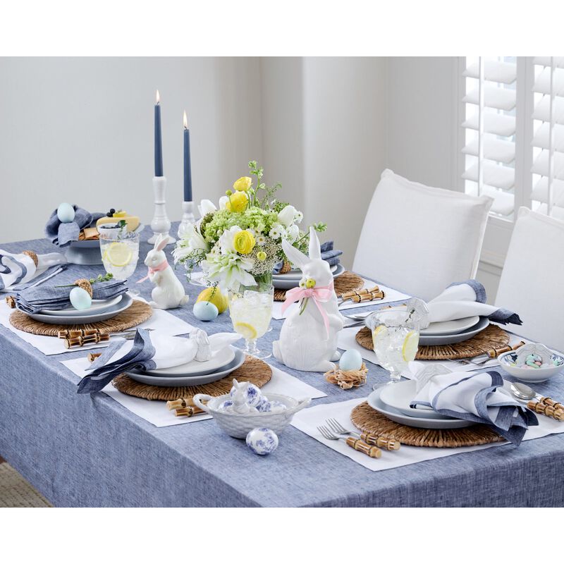 Solino Home 100% Pure Linen Table Throw 52 x 52 Inch | Athena