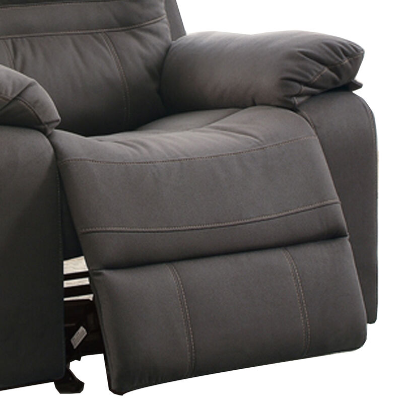 Leatherette Rocker Recliner In Gray-Benzara