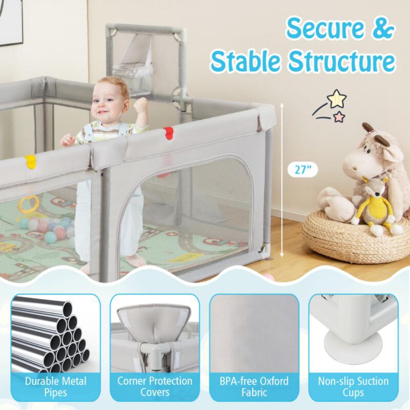 Hivvago Large Baby Playpen with Mat and Ocean Balls