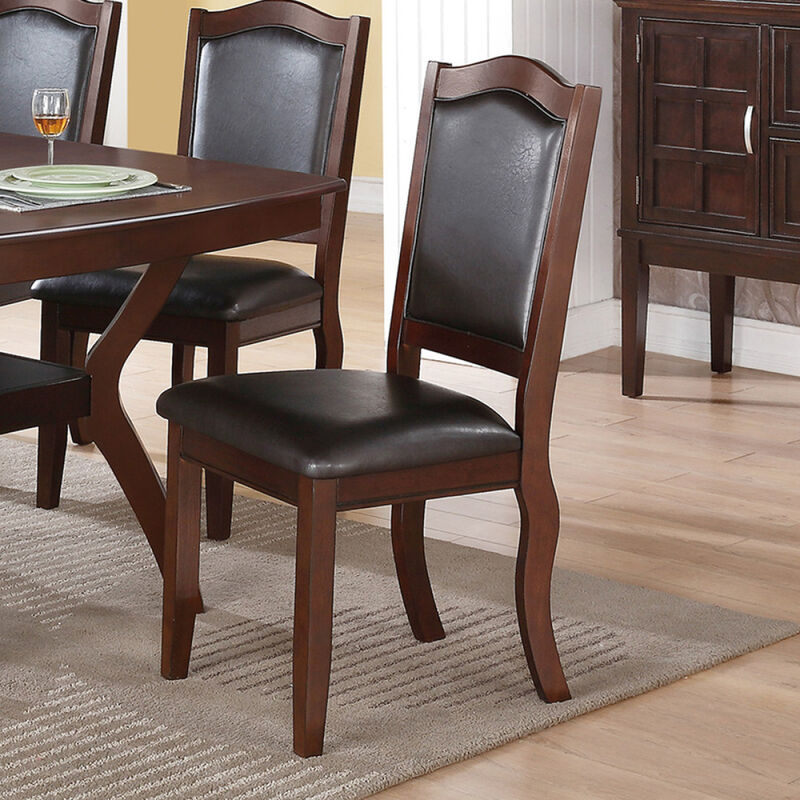 Faux Leather Upholstered Dining Chairs, Brown(Set Of 2)