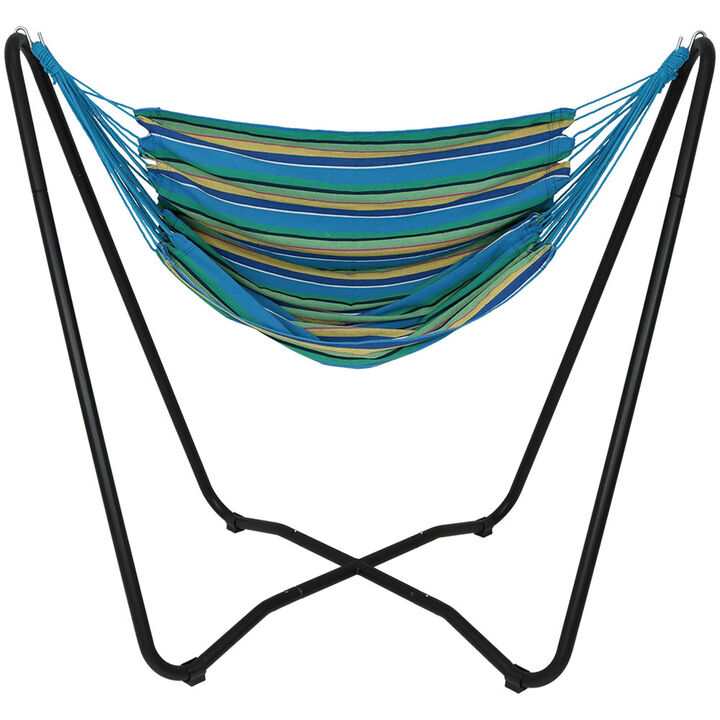 Sunnydaze Cotton Hammock Chair with Space Saving Steel Stand Sunnydaze Cotton Hammock Chair with Space Saving Steel Stand