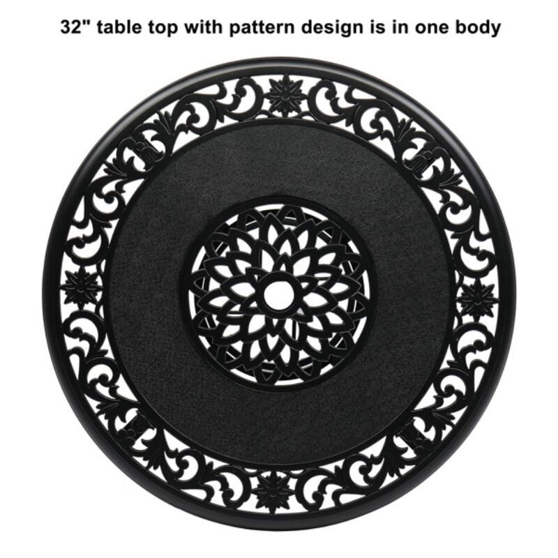 Outdoor Round Dining Table Weather-Resistant Patio Table for Backyard & Garden