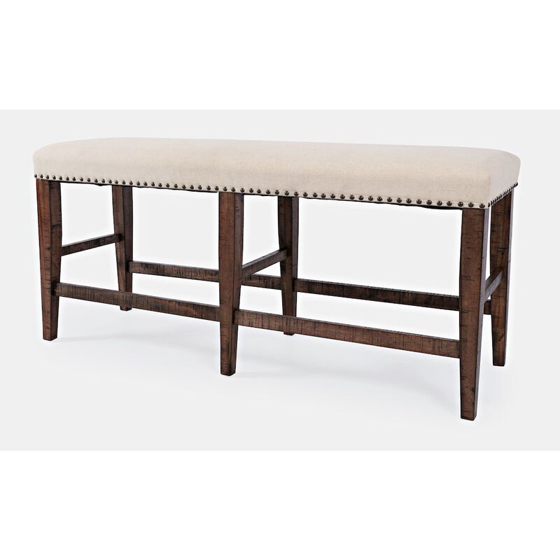 Jofran Fairview Transitional 52 Backless Upholstered Counter Height Bench
