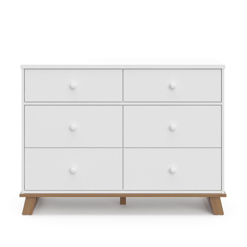 Storkcraft Modern 6 Drawer Dresser (White with Vintage Driftwood)