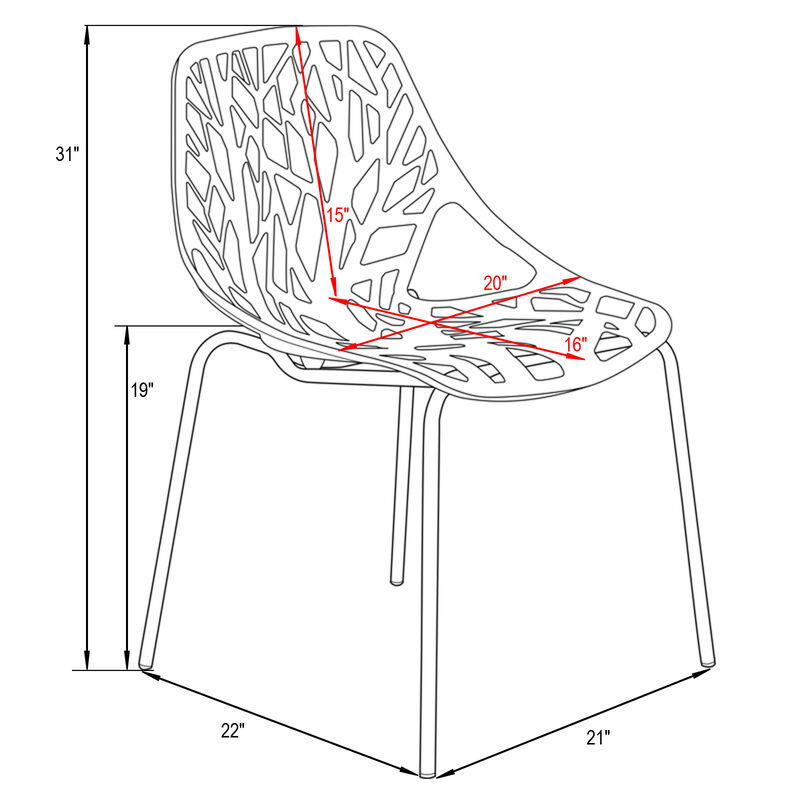 LeisureMod Modern Asbury Dining Chair w/ Chromed Legs
