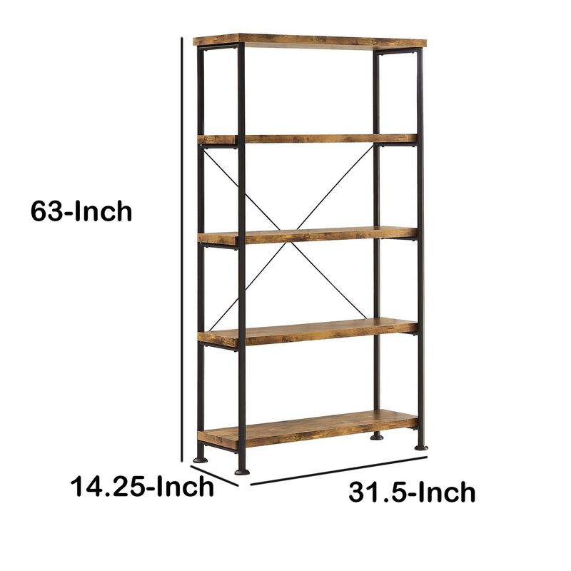 Rustically designed Bookcase With 4 Open Shelves-Benzara