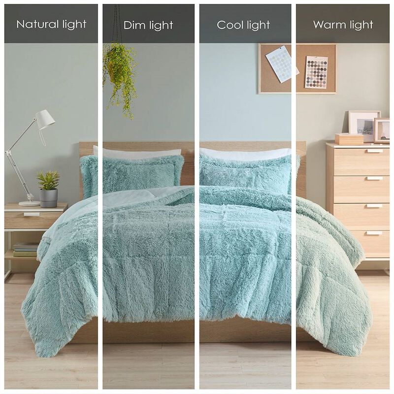 Twin/Twin XL Soft Sherpa Faux Fur 2 Piece Comforter Set in Light