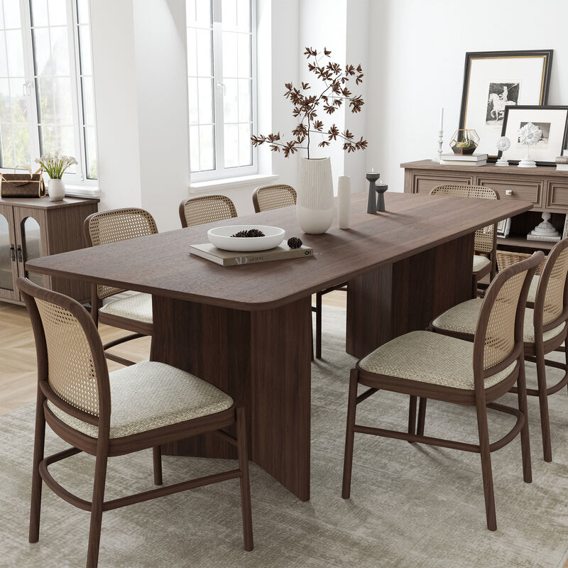 Brix 79V-Shaped Leg Square Wooden Dining Table in Walnut Color