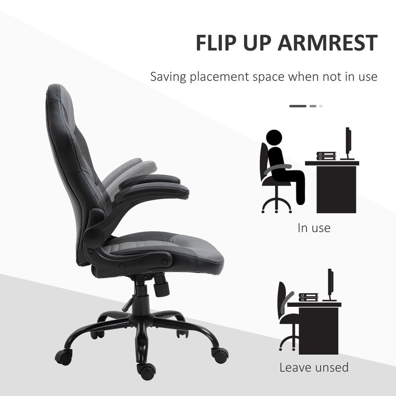 Gamer's Throne: Swivel Racing Chair with Flip-Up Armrest