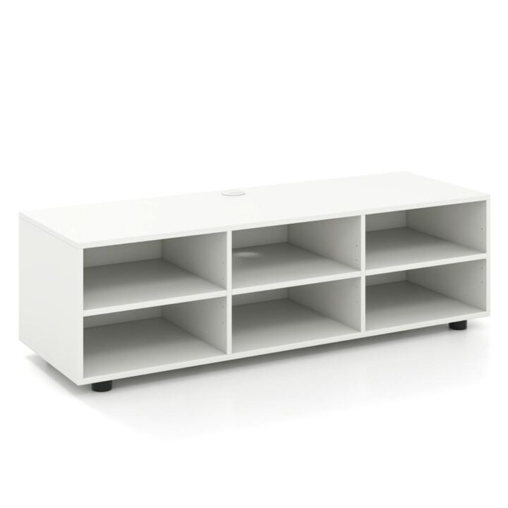 Hivvago TV Stand for TV up to 55 Inch with 6 Storage Compartments-White