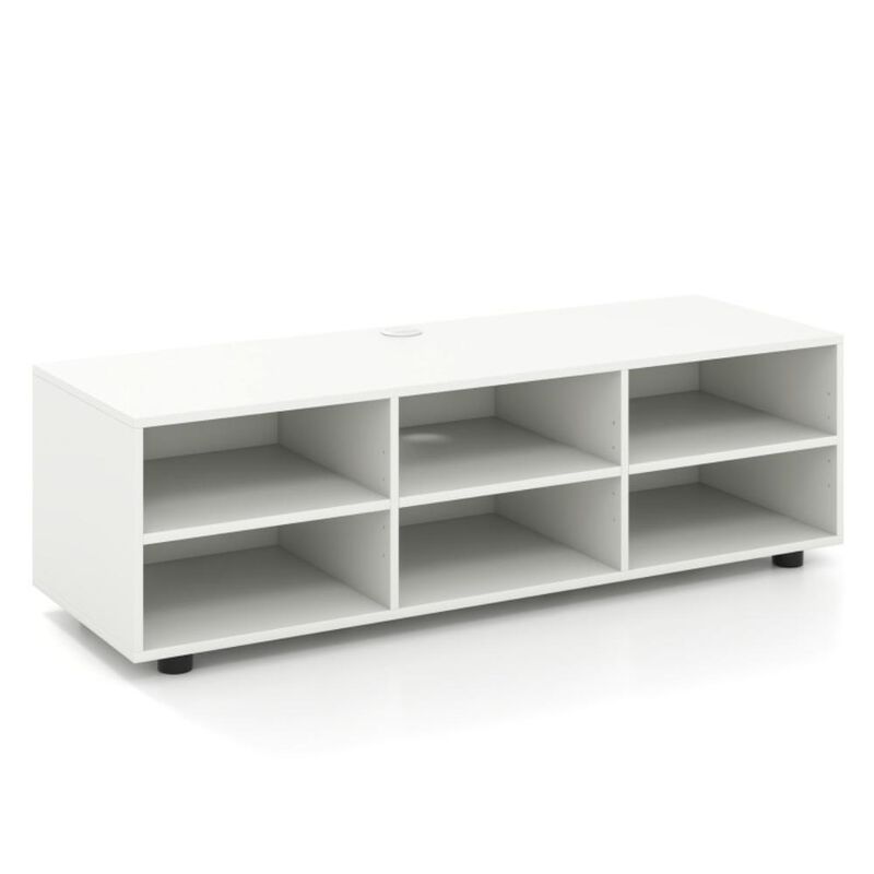Hivvago TV Stand for TV up to 55 Inch with 6 Storage Compartments-White