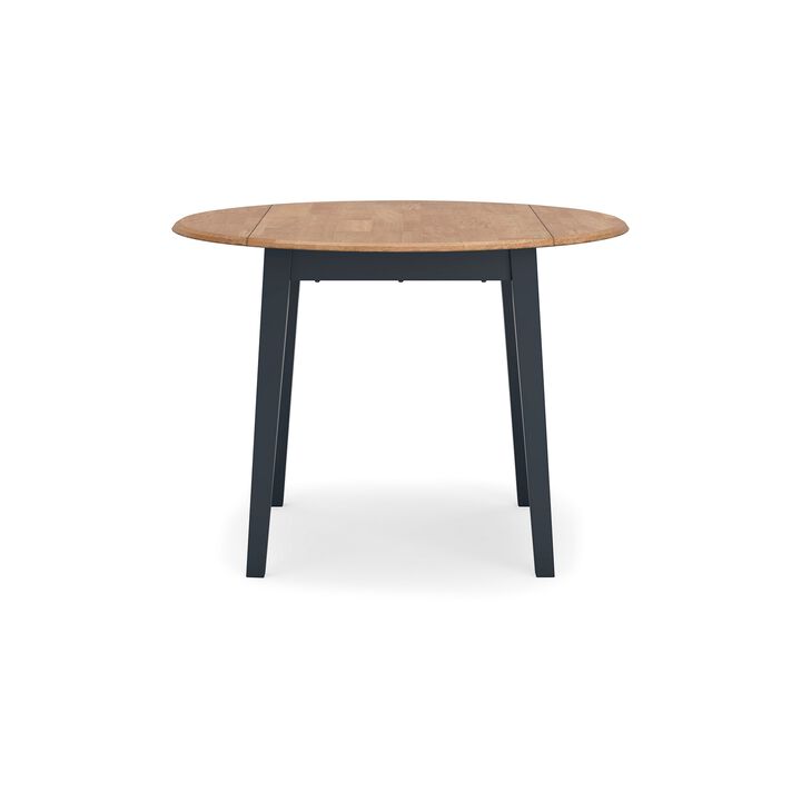 Gasy Dining Table, Extendable 26-42 Inch, Dark Blue, Wood, 2 Leaves - Benzara