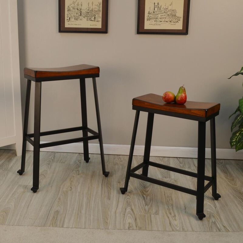 Carolina Living Thea 30 Saddle Seat Barstool - Chestnut/Black
