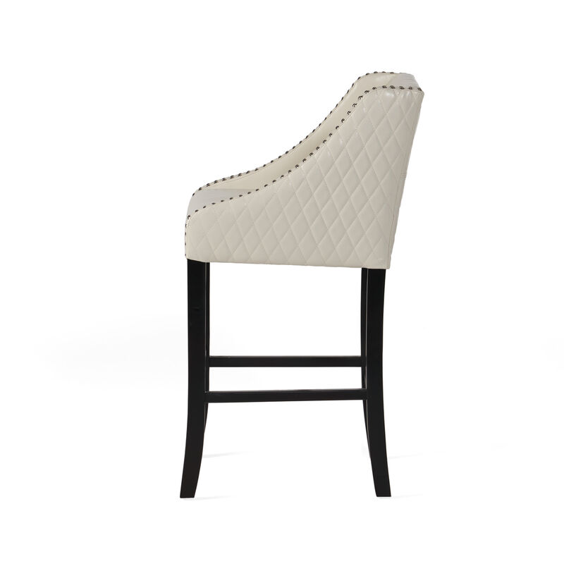 Filton Ivory Quilted Stools Transitional Elegance and Comfort